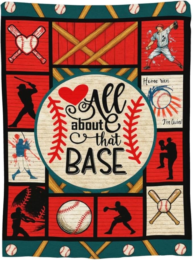 Baseball Fleece Throw Blanket Fuzzy Plush Super Soft Cozy Warm Blanket Baseball Sports Stuff Bedding Blankets Gifts for Boys Girls Kids Adult Men Women 60"X80"