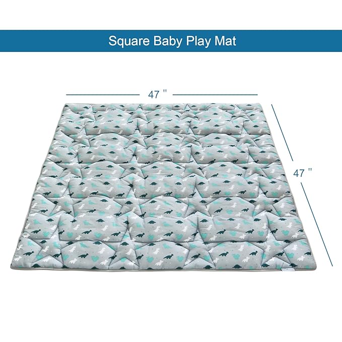 SPRINGSPIRIT Baby Play Mat, 47x47 Infant Play Mat for Playpen, Thicken Baby Mat for Floor, Non-Slip Washable Playmat for Babies, Toddlers, Grey