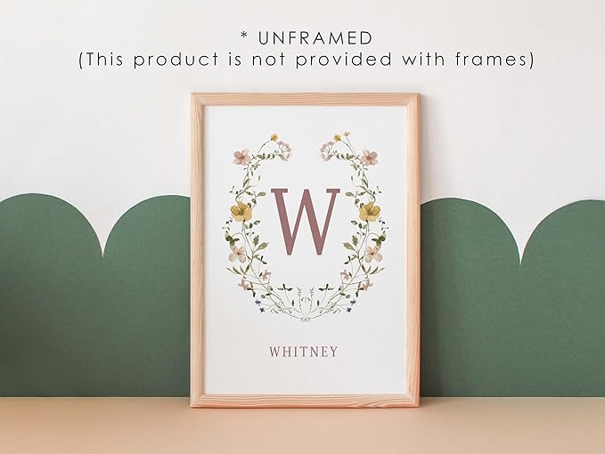 Personalized Name Flower Nursery Wall Art Prints, Crib & Nursery décor, Newborn Baby Girl Gift Present, Floral Baby Girl Room Pictures, Poster For Baby And Kids (6 Prints, Flower 3)