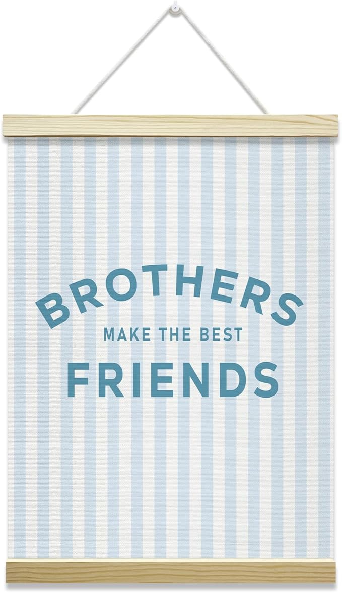 Nopoben Blue Stripes Poster Hanger Frame - Brothers Make the Best Friends, Kids Room Wall Art With Wooden Poster Hanger, Boys Bedroom Playroom Game Room Decor(12x16 Inches)-05