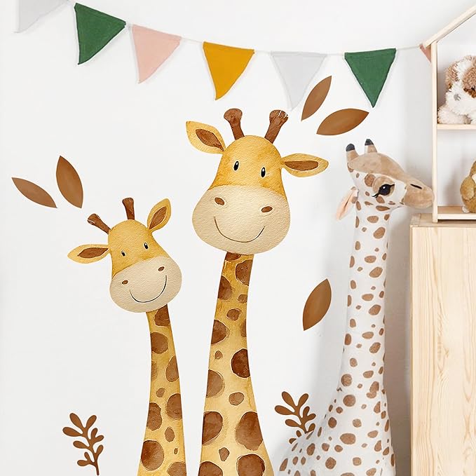 Giraffe Wall Decal,Cute Colorful Safari Animal Giraffe Wall Stickers Decoration for Kindergarten, Nursery, Boys and Girls Bedroom Wall Decoration