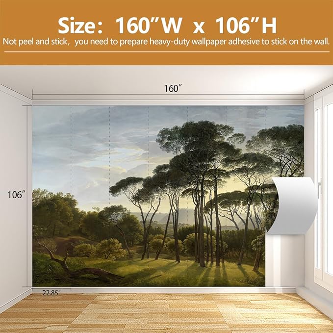 Vintage Scenery Wallpaper Forest Landscape Wall Mural for Living Room Bedroom（Not Peel and Stick）