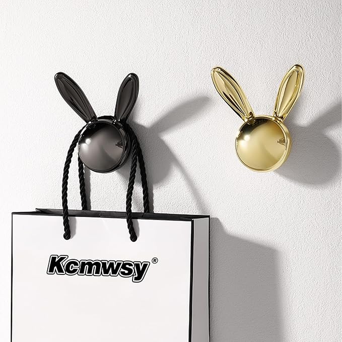 3 Pack Heavy Duty Metal Wall Hooks - Decorative Cute Rabbit Shaped Coat Hooks, Multi-Color Rustproof Bathroom/Bedroom/Entryway Towel Hooks for Towels, Coats, Keys (Matte Dark Grey, Large Size)