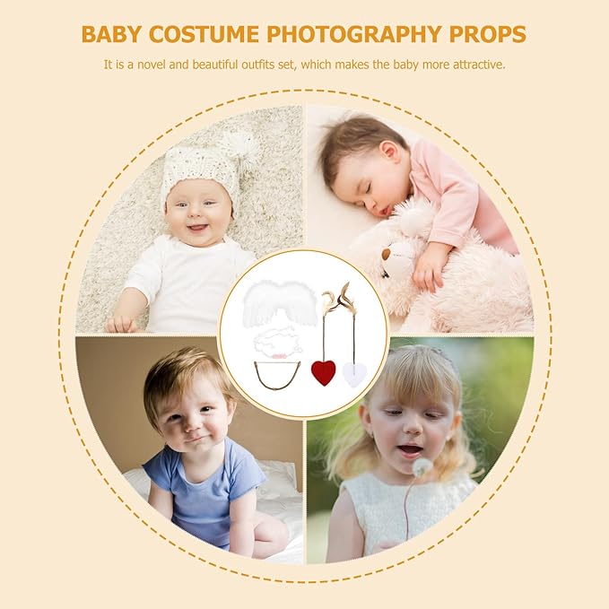 Angel Cupid Costume Set - Baby Cupid Cosplay Photo Prop Infant Headband Angel Wing Arrow Bow Prop - Newborn Photoshoot Costume Set