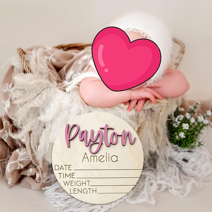 NAZENTI Personalized Baby Name Announcement Wooden Signs, Custom Birth Announcement And Footprint Sign For Hospital, Baby's Arrival Gift, Welcome Sign For Room Decor, Gifts For Baby Girl Or Boy Shower