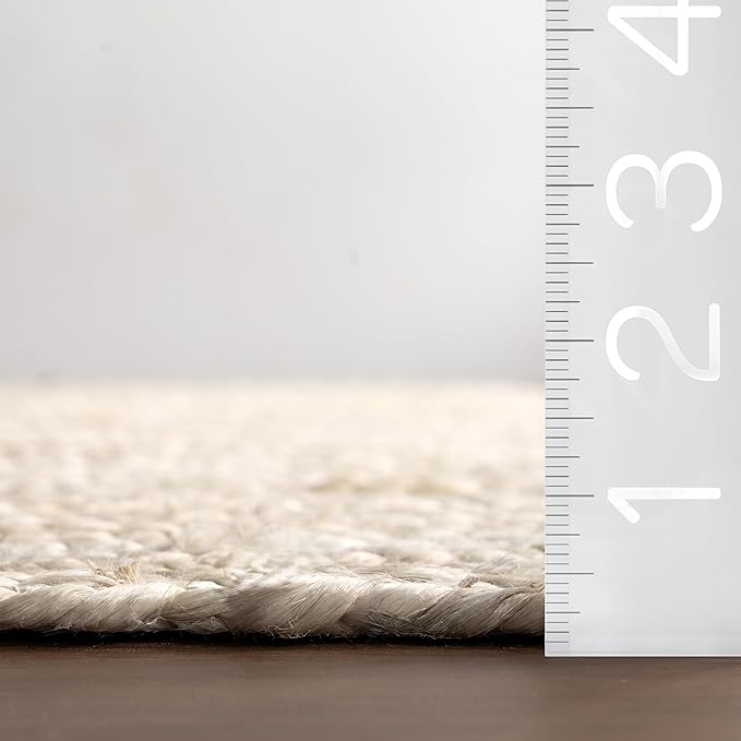 nuLOOM 2x14 Rigo Jute Hand Woven Area Rug, Off White, Solid Farmhouse Design, Natural Fiber, For Bedroom, Living Room, Dining Room, Hallway, Office, Kitchen, Entryway