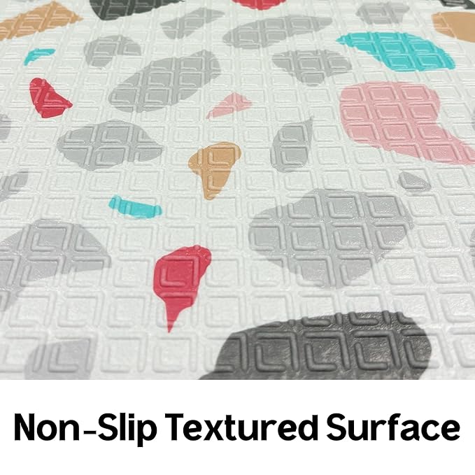 Baby Foldable Play Mat for Baby - Deco Terrazzo Floor Mats design - Perfect Tummy Time Mat & Nursery Rug - Portable Playroom Rug, Indoor/Outdoor, Waterproof, Made in Korea - Large 79" x 55"
