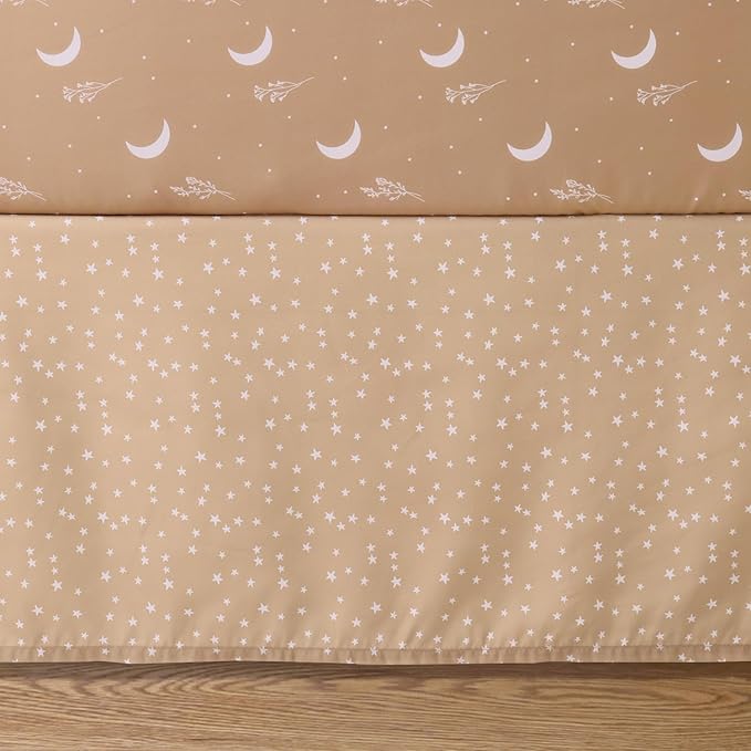 The Peanutshell 3 Piece Baby Crib Bedding Set for Boys & Girls - Newborn, Infant & Toddler Nursery Bed Set Decor with Fitted Crib Sheet, Dust Ruffle, Crib Comforter - Boho Celestial