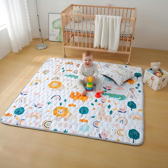 Baby Play Mats for Floor, 50"×50" Playpen Mat, Thick Cushioning Padding Foam Playmat, Washable Crawling Mat for Baby and Toddlers Infants to Play and Learn