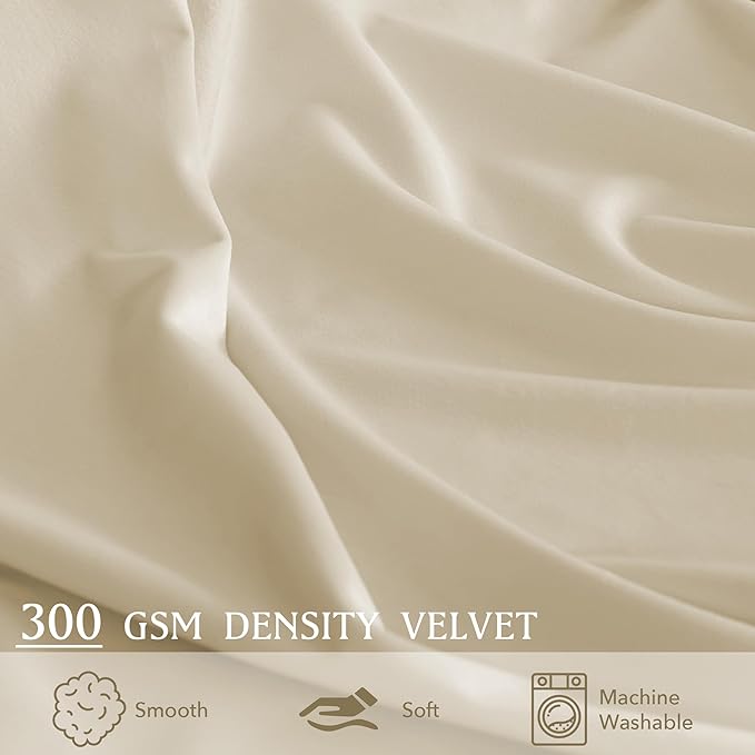 StangH Beige Pinch Pleated Velvet Curtains 96 inches Long, Extra Wide Room Darkening Window Drapes with Hooks Thermal Insulated Luxury Home Decor for Dining Room Track System, W72 x L96, 1 Panel