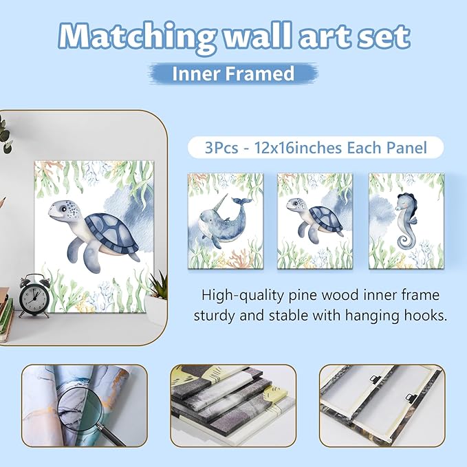 Personalized Baby Crib Bedding Set, 5 Pcs Custom Name Bedding Set, Double Layer Nursery Set, Ocean Animal Crib Set for Girls & Boys, Gift for Toddler & Infant