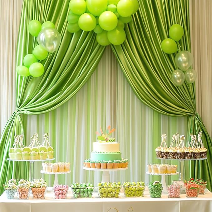 10x10ft Wrinkle Free Parrot Green Photo Curtains Backdrop Parrot Green Curtains Photo Backdrop for Parties Bridal Shower Birthday Photo Photography YUNBSDJ157
