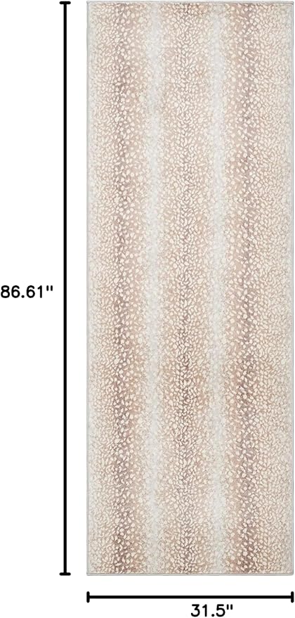 Hauteloom Pointblank Modern Animal Print Runner Rug for Hallway, Kitchen - Bohemain Leopard Print Carpet - Contemporary Antelope Print Rug - Gray, Brown, Beige - 2'7" x 7'3" (2x8)