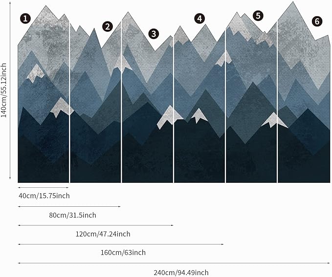 Mountain Wall Decor Stickers Adhesive Mountain Wall Stickers ,Nursery Mountain Wall Decals Wall Art Decals Baby Nursery Wall Murals for Boys or Girls Bedroom Decor,Wall Mural Magnificent Mountain View Removable Wallpaper Wall Sticker(W16)