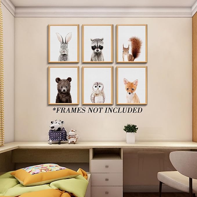 Jungle Safari Decor - Cute Animal Wall Art, Baby Bedroom Decor (8"x10", UNFRAMED) (Forest)
