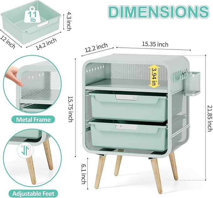 Kids Nightstand,Cute End Table with Storage Drawer,Nightstand for Girls Bedroom Furniture