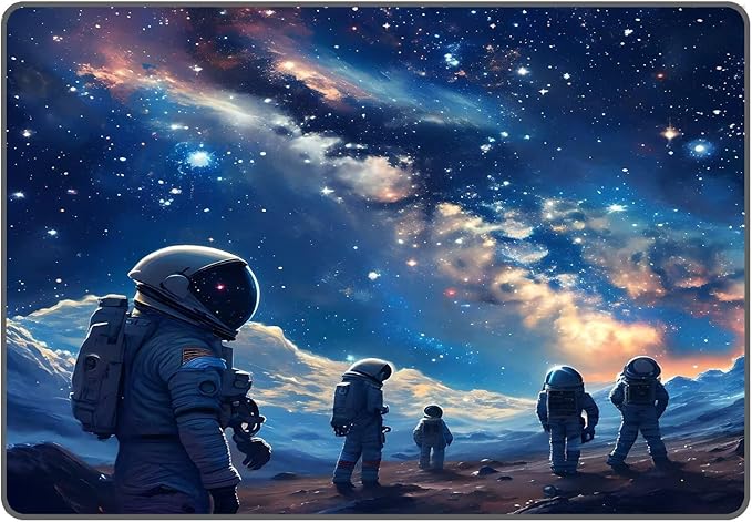 5' x 7' Galaxy Rug for Kids Bedroom Planet Alien Rugs Astronauts Space Carpet Printed Throw Rugs for Boys Children Living Room,150x210cm