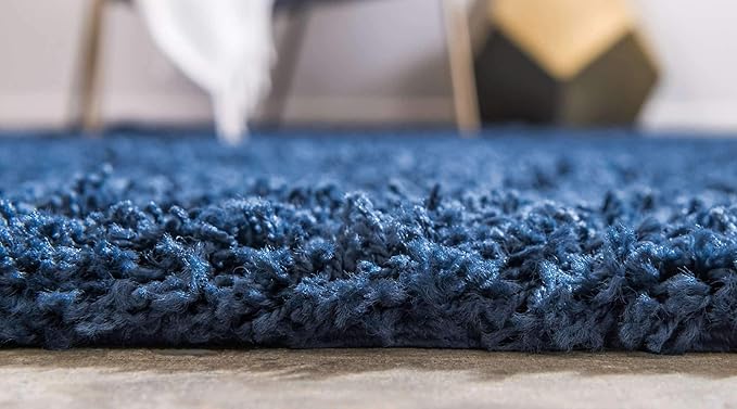 Unique Loom Solid Shag Collection Area Rug (7' 1" x 10' Rectangle, Sapphire Blue/ Navy Blue)