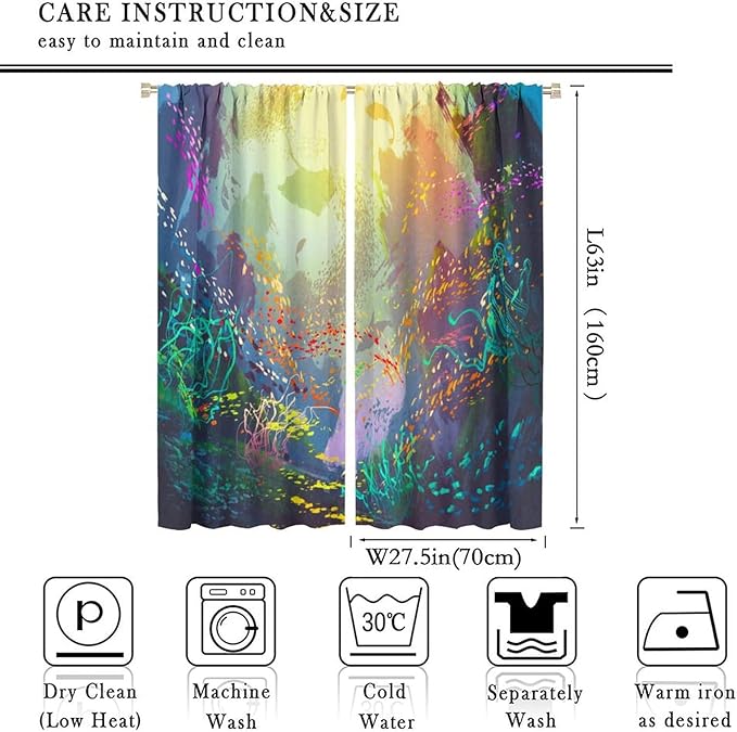 Ocean Blackout Curtain, Untouched Wild Underwater Aquatic World Corals Exotic Fishes Seascape Curtain for Living Room Cafe Set 2 Panels,55x63 Inches