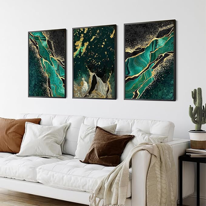 LUHDFYS Abstrct Green Marble Texture Poster Canvas Print Luxury Style Art Painting Nordic Decorative Picutre Modern Living Room Decor Unframed (12x16Inch Unframed)