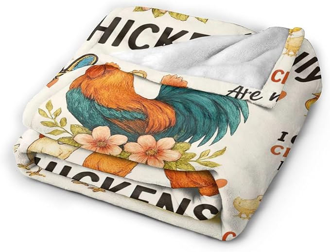 Cute Chicken Blanket I Just Really Like Chickens Throw Blanket Rooster Soft Cozy Fleece Fuzzy Plush Warm Stuff Bedding Funny Animal Blankets Gifts for Boys Girls Kids Adult Men Women 50"X60"