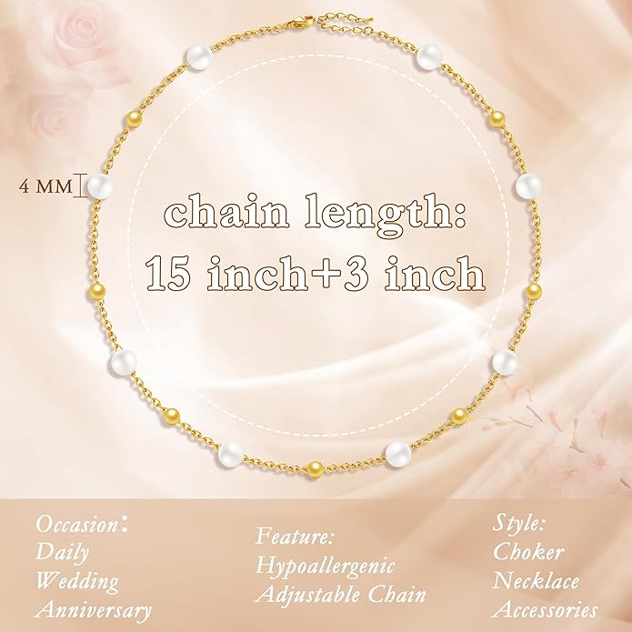 SmileBelle Pearl Necklaces for Women, Daisy Pearl Choker as Christmas Stocking Stuffers for Teens, Silver Daisy Pearls Jewelry Trendy Stuff Birthday Gifts 3 Pearls White Necklace as Wedding Jewelry
