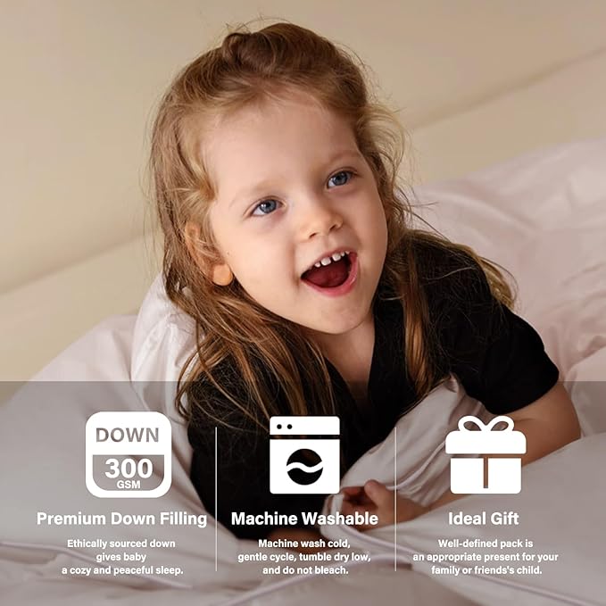zzlamb Toddler Comforter Baby Down Blanket, Lightweight & Breathable Small Crib Quilt All Season Duvet Insert, Soft Brushed Noiseless Shell Down Proof Machine Washable, Cherry Pink 41x48in