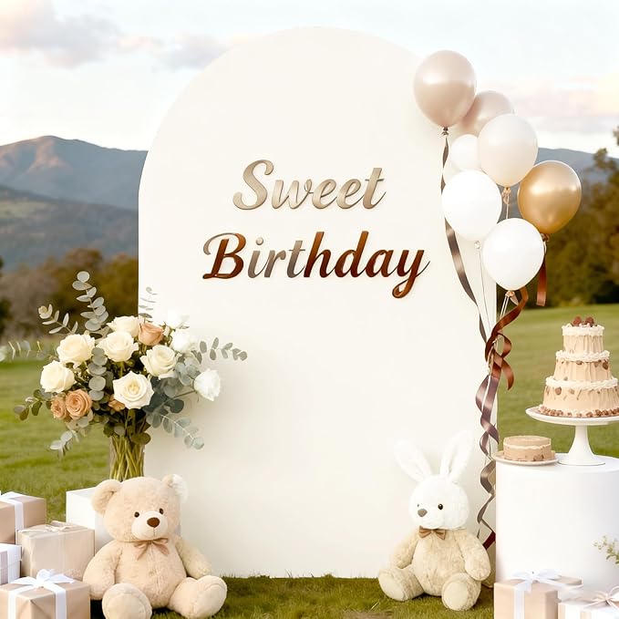 Beige Arch Backdrop Covers, 7.2FT Polyester Fitted Wedding Arch Stand Cover Round Top Chiara Stretchy Arch Backdrop Cover for Birthday Party Ceremony Banquet Decoration