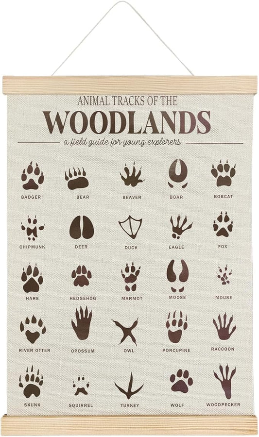 SereneHanctuary Forest Animal Tracks Nursery Decor,Forest Animal Kids Room Wall Art,Animal Tracks Playroom Poster Hanger Frame for Bedroom Nursery Kids Toddler Room Decor,12X16Inches