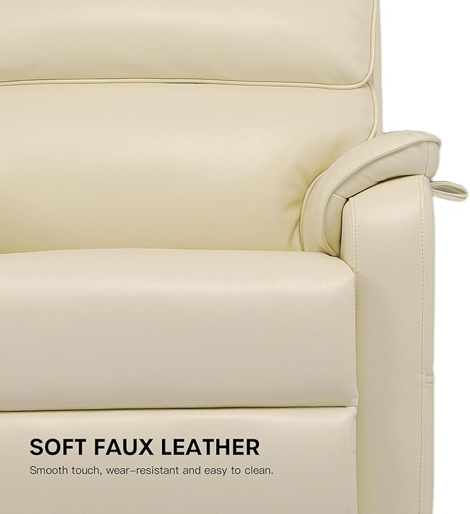 DYNOX Big Man Large-Wide Power Dual Motor Lift Recliners Chairs for Elderly Lay Flat Lift Chair with Infinite Positions, Heat & Massage, Supports 400 LBS(9298,Faux Leather,Cream)
