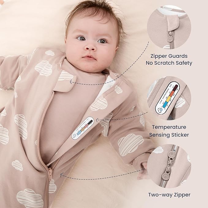 kaiya baby Unisex Sleeping Bag for Babies and Toddlers 2.5 Tog Sleep Sack, Long Sleeve Sleep Sack, Wearable Blanket Baby