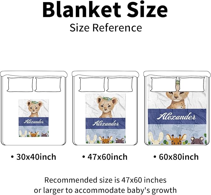 Personalized Baby Blankets for Boys Girls, Custom Name Blue Leopard Baby Blanket, Soft Receiving Blanket for Newborns and Toddlers, Ideal for Baby Showers and Nursery Decor