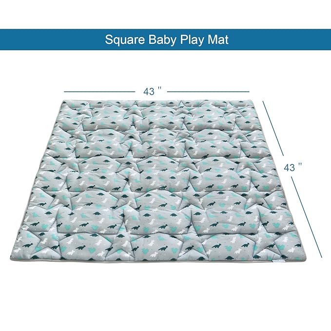 SPRINGSPIRIT Baby Play Mat, 43x43 Infant Play Mat for Playpen, Thicken Baby Mat for Floor, Non-Slip Washable Playmat for Babies, Toddlers, Grey
