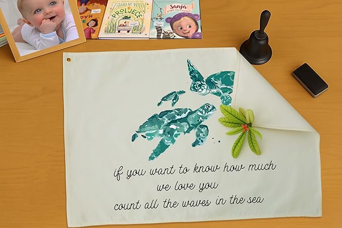 Ocean Turtle Theme Canvas Banner Nursery Wall Decor Rectangular Poster Flag Sign Art for Baby Kids Girl Boy,Bedroom Playroom Baby Room Door Decoration,We Love You Quote,Christmas Gift 28.5"L x 20"W