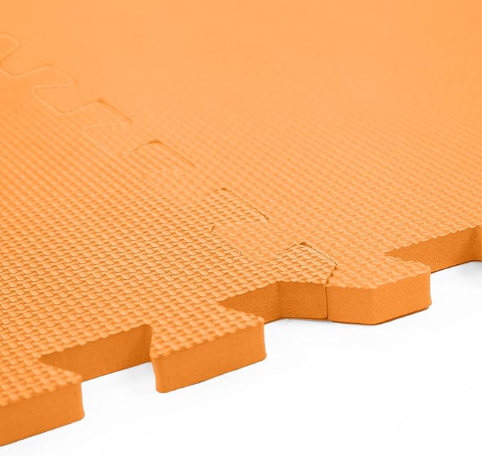 FlooringInc's 1/2" Soft Non-Toxic Baby Play Mat, Toddler Playmat, Colorful Puzzle PlayMat, Floor Mats for Kids & Babies, EVA Foam Interlocking Tiles for Nursery & Playroom | Orange, 50 Tiles, 200 SqFt