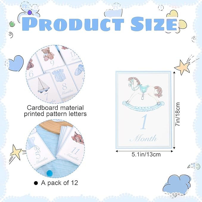 Baby Boy/Girl Monthly Milestone Cards - First Holiday Cards,First Year Month Photo Milestone Cards,Baby Shower Newborn Photo Prop (Cards-1)