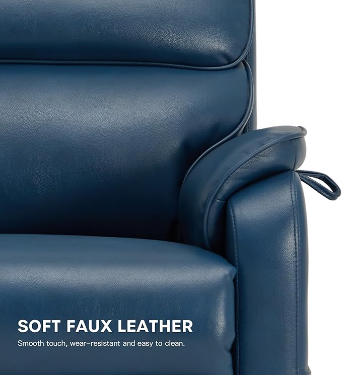 DYNOX 350 LBS Power Lift Recliner Chair for Elderly, Medium Size Dual Motor Lay Flat Infinite Positions Recliner with Heat & Massage(9188,Faux Leather,Dark Blue)