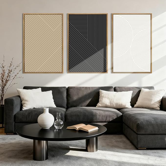 Anyzal Large Neutral Wall Art Modern Abstract Wall Decor Minimalist Boho Artwork 24x36 Inch Set of 3 for Living Room Bedroom Dining Room