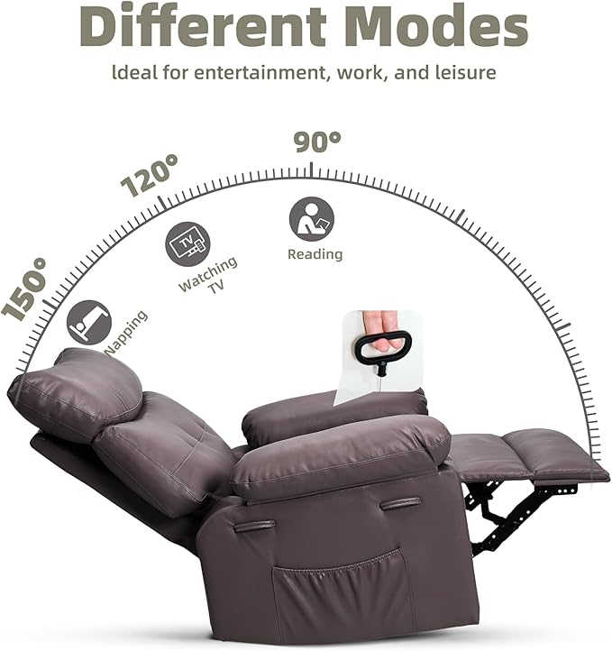GarveeHome Oversized Recliner Chair - Faux PU Leather Large Manual Recliner for Adults, Exceptional Comfort Lazy Chair with 1.5X Sponge Filling and Easy Recline Mechanism for Relaxation