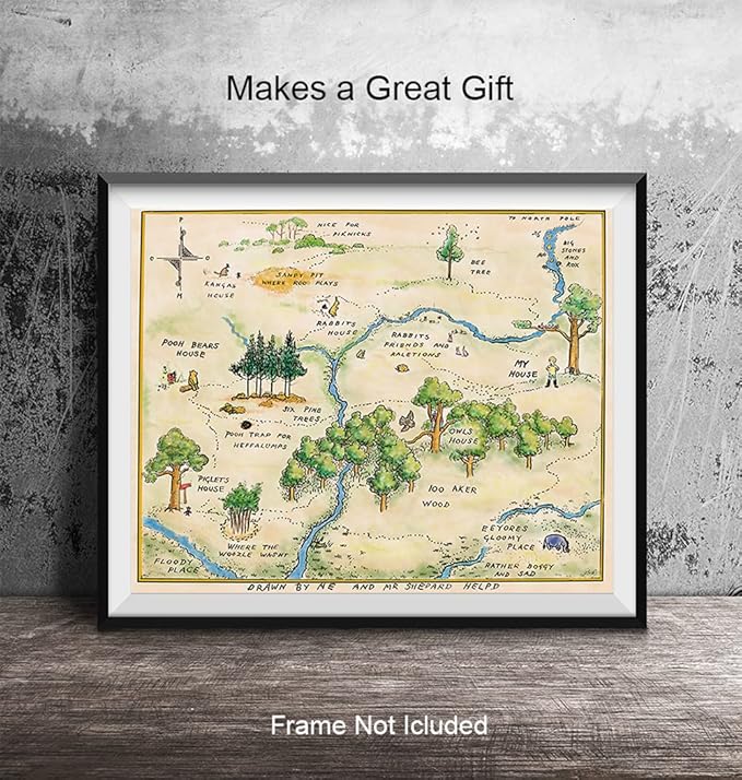 Vintage Nursery Decor - Baby Room Decor - Toddler Room Print - Little Boys Bedroom Picture - Baby shower Decorations - Hundred Acre Wood - Kids Wall Art - Girls decoration
