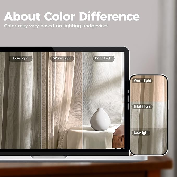 100% Blackout Curtains for Bedroom, Double Layer Ivory Curtains, Black Out Curtain 63 inch Long with Sheer Overlay for Living Room, Room Darkening Window Drapes with Grommet, 52" W x 63" L