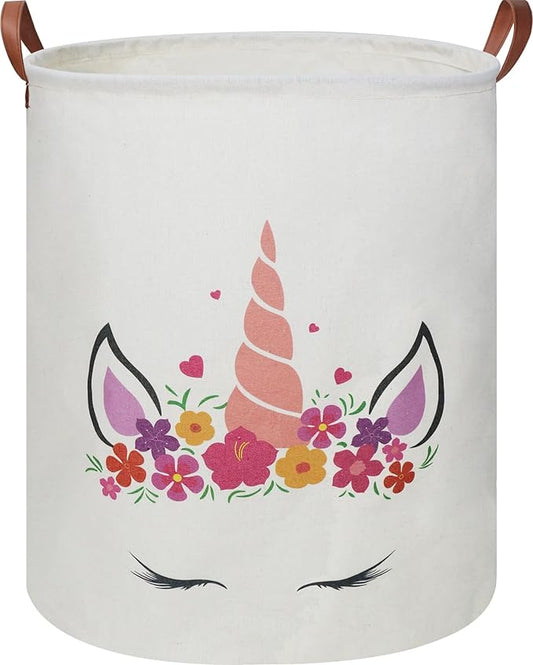 Baby Girl Laundry Hamper,kids laundry Basket,Girls Nursery Hamper,Waterproof Storage Bin for Bedroom,Clothes Organizer Basket,Toys Box,Room Decor(Unicorn)