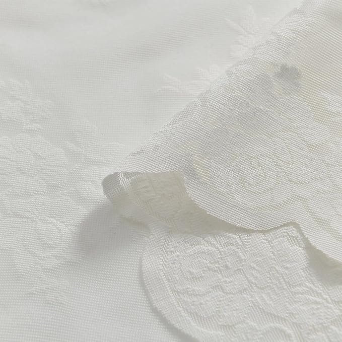 Kotile Ivory Lace Curtains 90 Inches Long 2 Panels, Country Rustic Floral Scalloped Lace Sheer Curtains for Living Room, Rod Pocket Privacy Vintage Lace Curtains, 42 x 90 Inch Each, Ivory