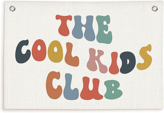 Lacama Reading Corner Decor for Classroom，The Cool Kids Club Linen Banner，Playroom Decor Kid Banner Flag，Boys Room Wall Decor，Toddler Bedroom Decor Flags for Bedroom，Nursery 30x20