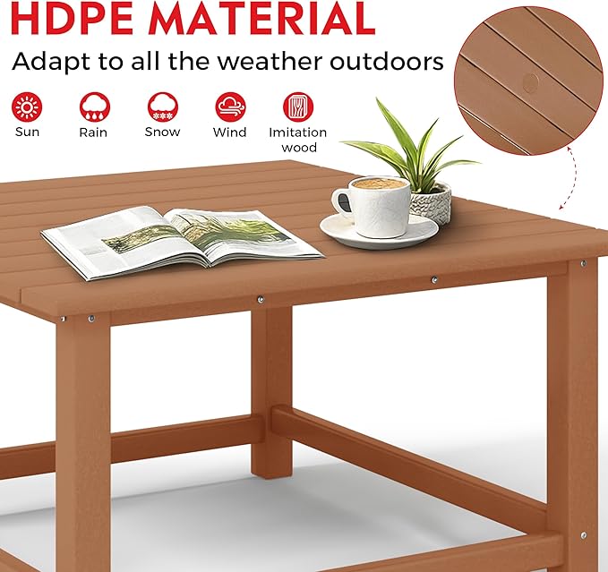 Costaelm Outdoor Kids Table, Toddler Dinner Table Baby Desk Outdoor Childrens Party Tables for Arts & Crafts, Snack Time, Multi-Activity Desk for Ages 2-8 in Classroom/Outside, Teak