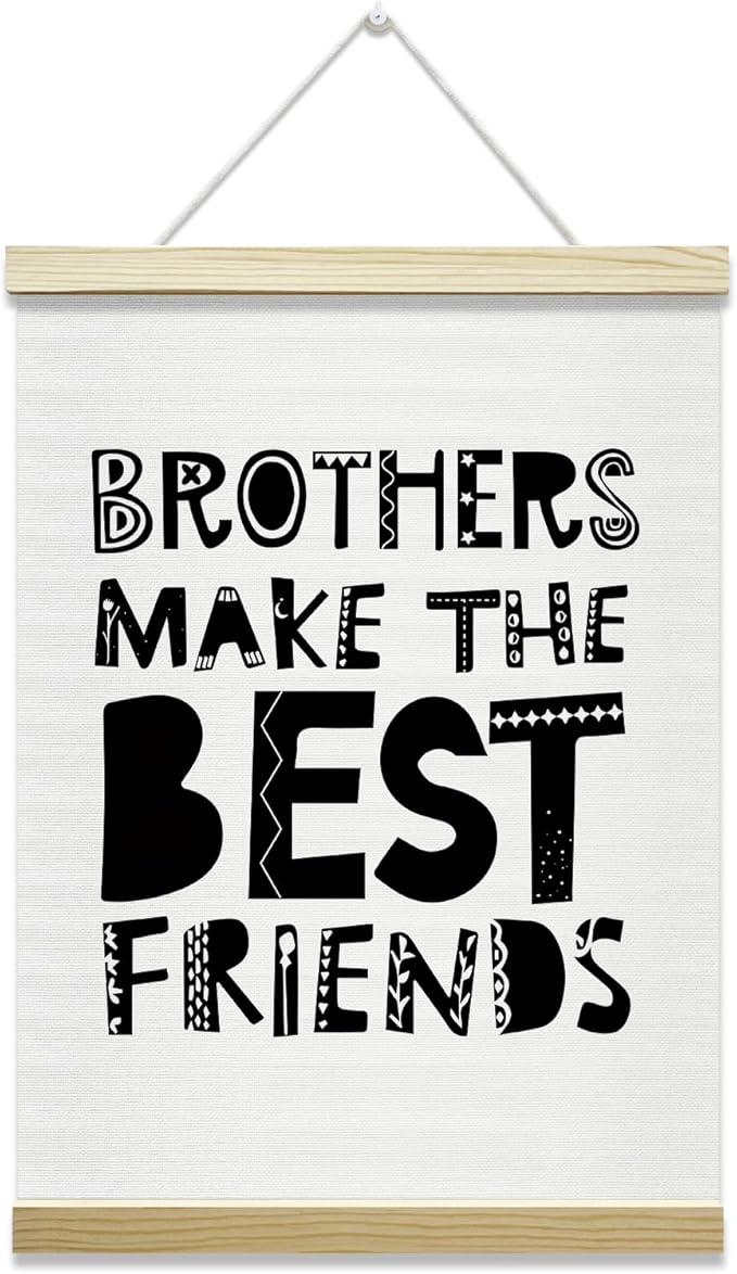Nopoben Brothers Poster Hanger Frame - Brothers Make the Best Friends, Boys Room Wall Art With Wooden Poster Hanger, Kids Bedroom Playroom Game Room Decor(12x16 Inches)-07
