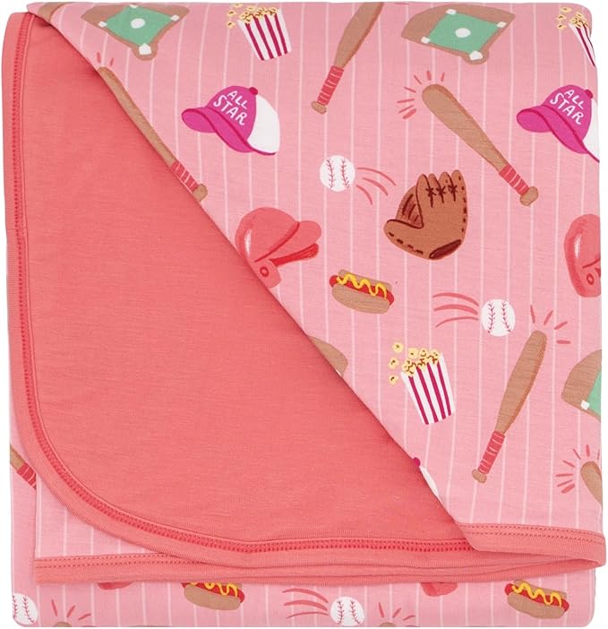 Little Sleepies Cloud Blanket, Soft Viscose from Bamboo Toddler & Baby Blanket for Boys & Girls, Lightweight, Perfect for Hot Sleepers, 50" x 50", Large (Pink All Stars)