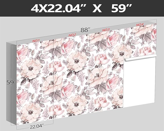XMPMBM-Pink Flower backsplash Large Decorative Wallpaper Peony Floral Bedroom Bathroom Wall Mural- W 88" X H 59"（36 Square Foot）