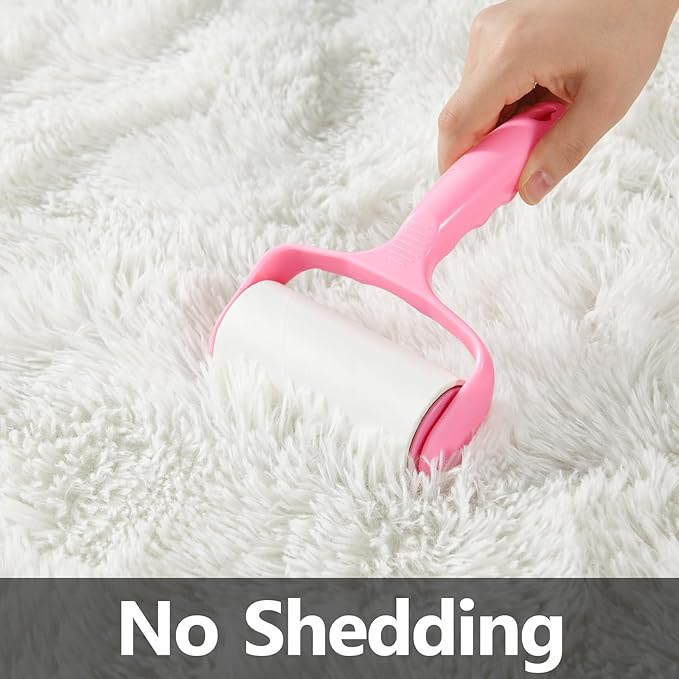Large Shag Area Rugs 10 x 14, Tie-Dyed Plush Fuzzy Rug for Living Room, Ultra Soft Fluffy Furry Rugs for Bedroom, Anti-Skid Indoor Carpet Nursery Rugs for Kids Room Home Decor, White