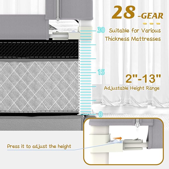 Height Adjustable Bed Rail for Toddlers, Kids Safety Baby Bed Rail for Twin/Full/King/Queen Size Bed (1 Side, 54 Inch)